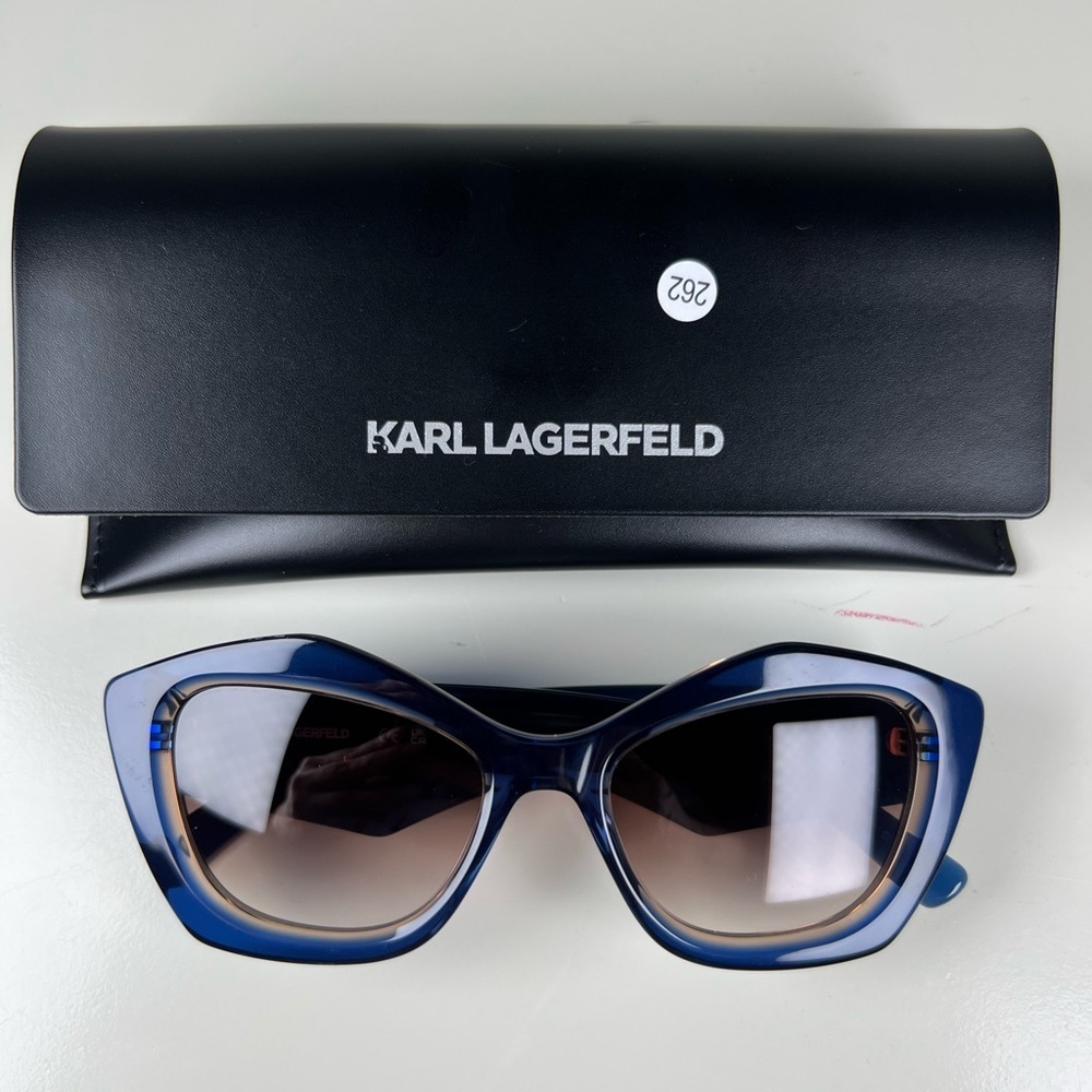 New Karl Lagerfeld Women's Geometric Cat-Eye Sunglasses w/ 3D Logo - KL6127S